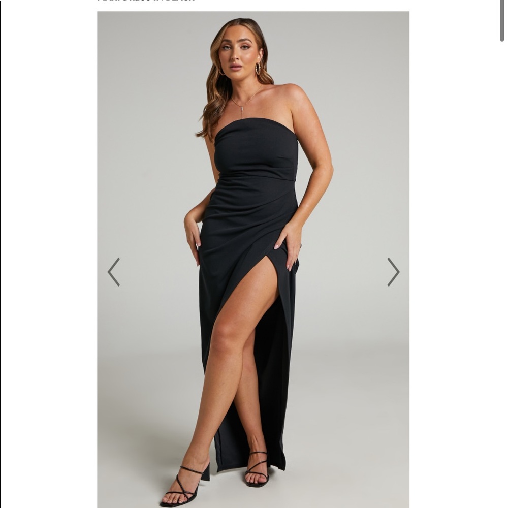 JAYRA STRAPLESS WRAP FRONT MAXI DRESS IN BLACK